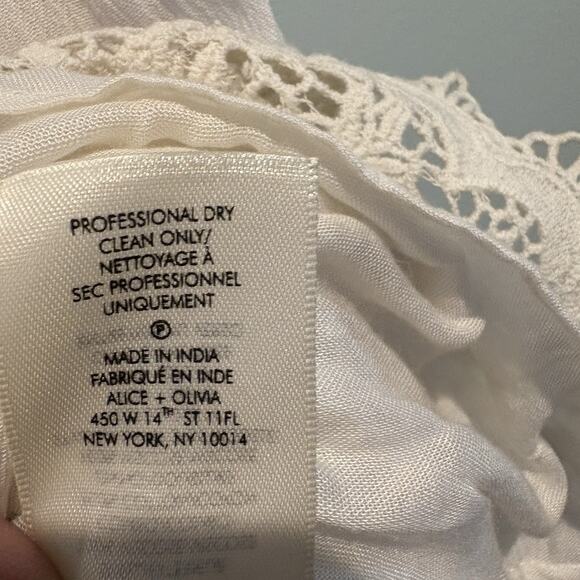 ALICE + OLIVIA Dress Women XS Cream Shift Lace Trimmed Sleeveless Boho Hoco - Picture 14 of 16